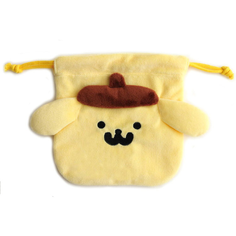 樂天商城 - ポムポムプリン×お文具といっしょ もふもふフェイス巾着 1.ポムポムプリン SANRIO サンリオ コラボ