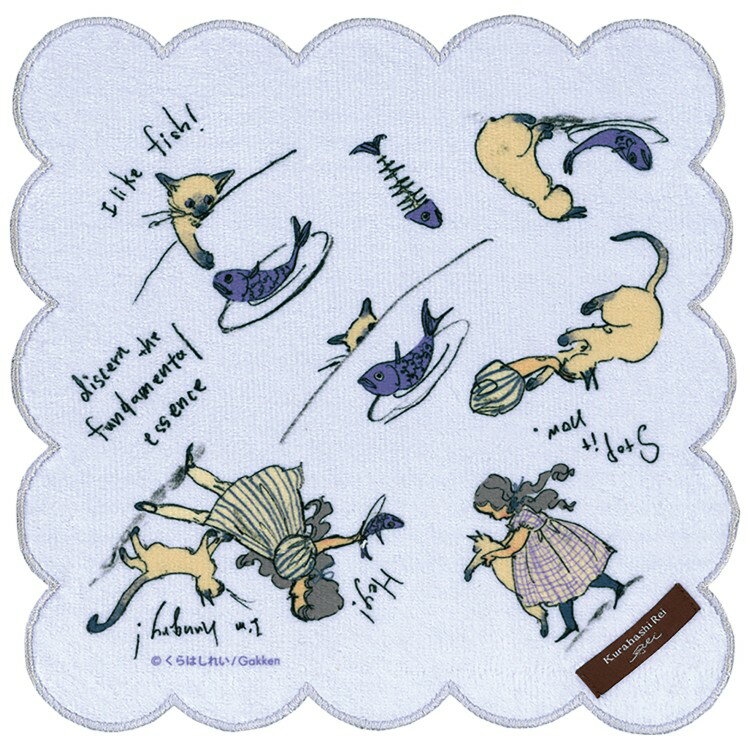 樂天商城 - くらはしれい プリントスカラップハンカチ PPL 995418 イラストレーター 絵本 レトロ