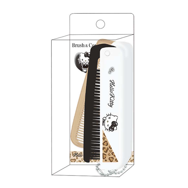 ハローキティ ブラシ&コーム ブラックリボン クシ くし ボールチェーン付き 携帯 エチケット ラブギャルモード 357353