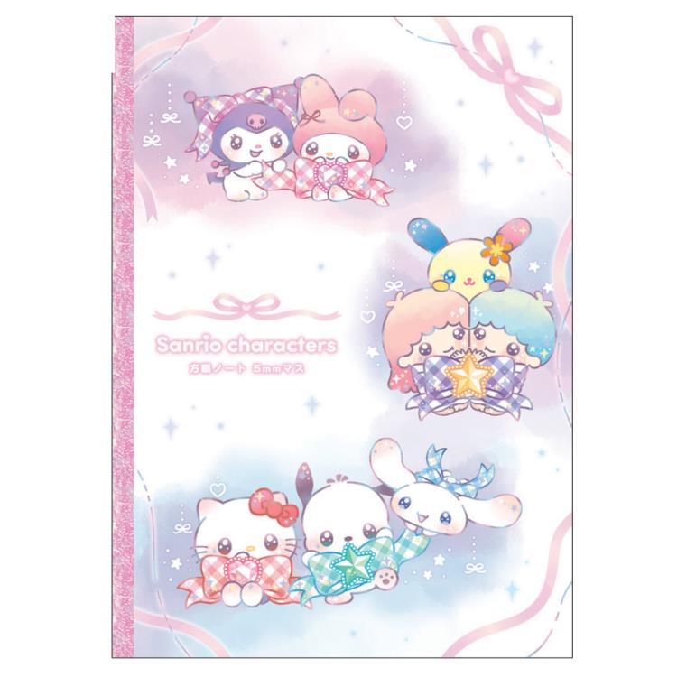 サンリオキャラクターズ B5方眼ノート5mm 集合 071628 キラキラリボン SANRIO CHARACTERS