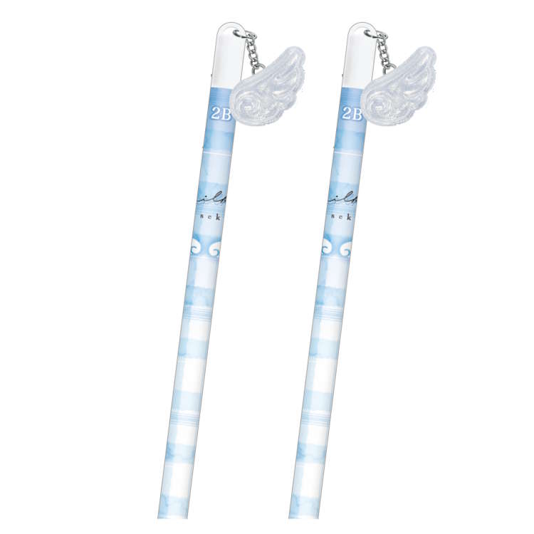 樂天商城 - 2本セット milky blue チャーム鉛筆2B チェック タテ チャーム付き えんぴつ 筆記具 筆記用具 311923