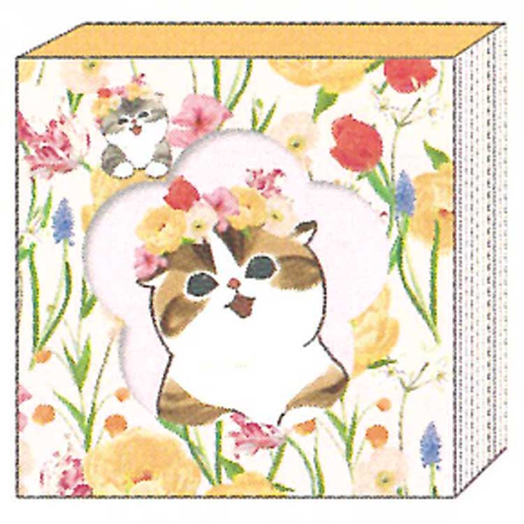 ss0904mofusand×日比谷花壇 窓あきスクエアメモ Bloom 043968 モフサンド ぢゅの 猫 HIBIYA-KADANコラボ【ラッピング不可】