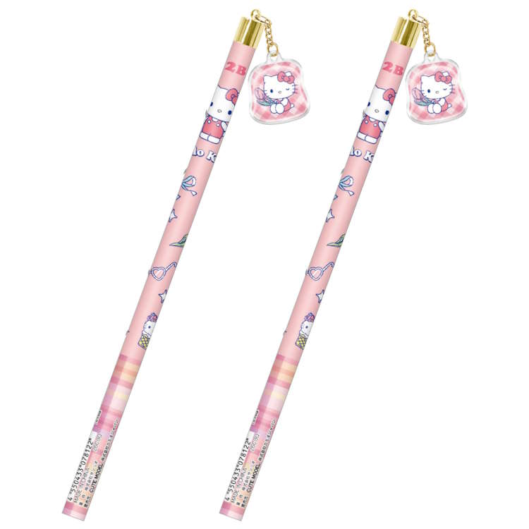 乐天商城 - 2本セット ハローキティ ドロップチャームえんぴつ2B ワンダフルワールド 鉛筆 筆記具 筆記用具 チャーム付き 078122
