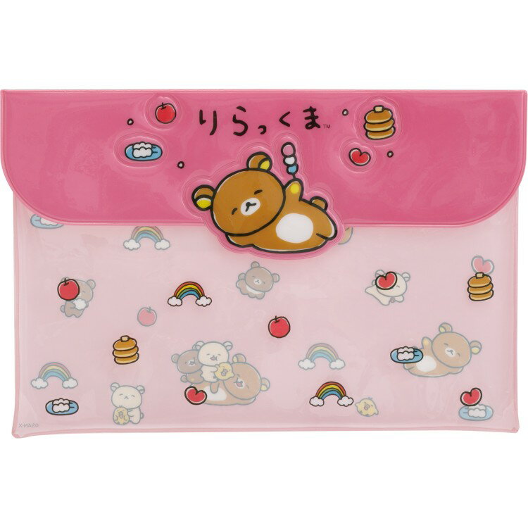【3月下旬以降〜出荷】 リラックマ クリアケース CA87602 ゆるゆるぽかぽか ピンク 塩ビケース フラットケース 封筒型 中が見える...