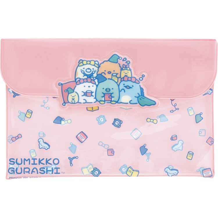 【3月下旬以降〜出荷】 すみっコぐらし クリアケース CA87603 ピンク 塩ビケース フラットケース 封筒型 中が見える