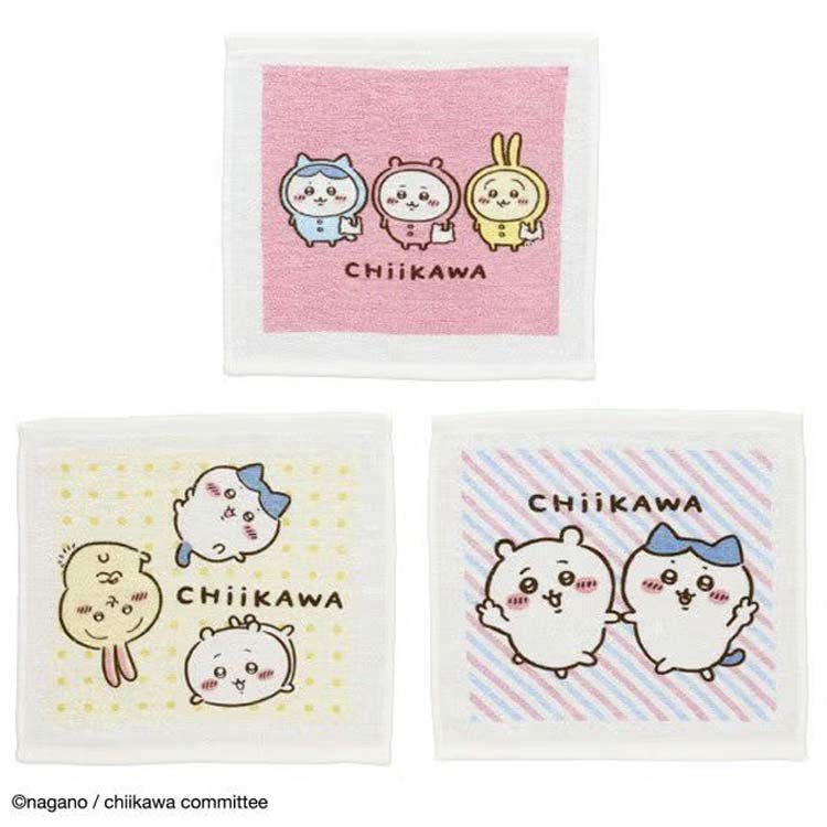 Towels, Handkerchieves - ちいかわ ハンドタオル3P アニメちいかわセット 019410 CHIIKAWA なんか小さくてかわいいやつ ナガノ 丸眞