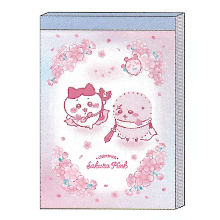ちいかわ メモミニ サクラ ハチワレ&ラッコ めも メモ帳 メモ紙 メッセージ 伝言 Sakura Pink 050089...