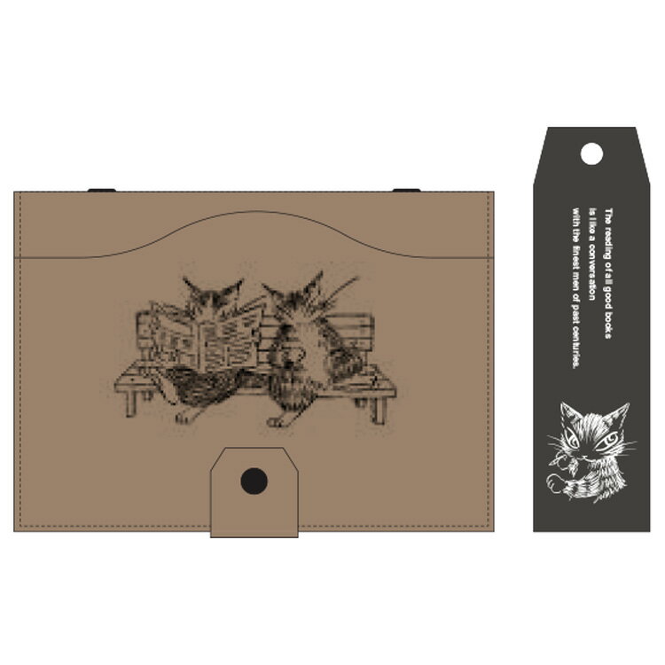 乐天商城 - 猫のダヤン IP909683 ウォッシャブルペーパーブックカバー 新聞 ブラウン eHONTOMO 池田あきこ えほんとも