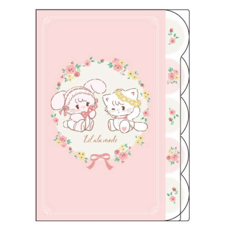 mikko illustrations ダイカットクリアファイル5P ピンク 5ポケット クリアファイル 収納 書類整理 053240 Lil ala mode リルアラモード