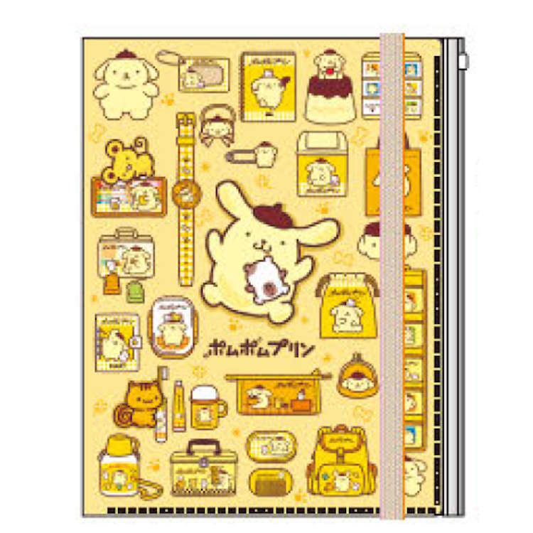 樂天商城 - ポムポムプリン ゴムバンド付きクリアファイル5P＋F いっぱい 5ポケット ファイル 収納 書類整理 ファスナーポケット 054605
