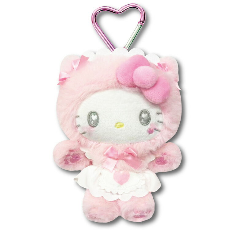 乐天商城 - ハローキティ マスコットポーチ PK 168899 ねこねこメイド カラビナ付 SANRIO サンリオ