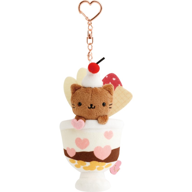 サンエックスユニバース ぶらさげぬいぐるみ にゃんにゃんにゃんこ ハート ぬいぐるみキーホルダー パフェ【お1人様3点限り】