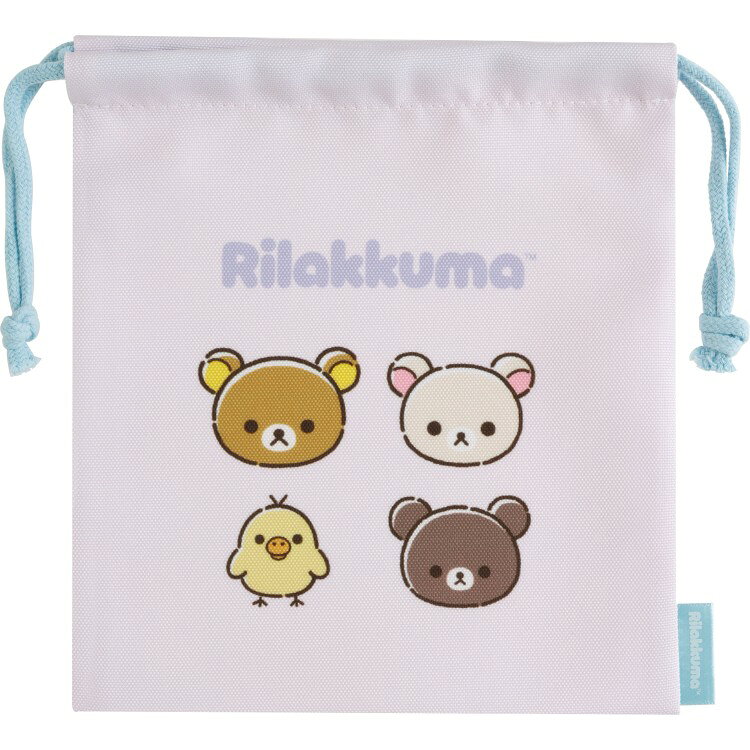 【10月中旬以降〜出荷】リラックマ 巾着 リラックマとアワワネコ パープル