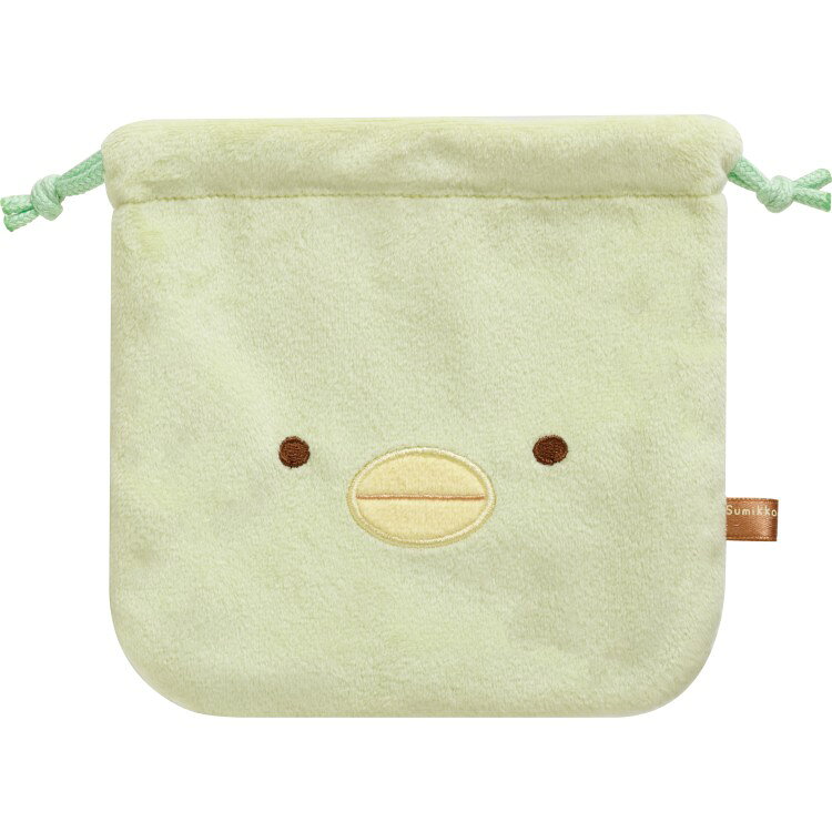 【10月中旬以降〜出荷】すみっコぐらし ぬいぐるみ巾着 ぺんぎん? フェイス グリーン
