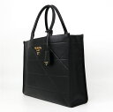 プラダ 革トートバッグ レディース PRADA プラダ シンボル トップステッチ レザー ラージ バッグ 1BA377 VOCO トートバッグ トライアングルロゴ BLACK A4収納可能 ハンドバッグ レディース