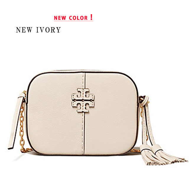 【TORY BURCH】トリーバーチ MCGRAW CAMERA BAG 64447 マクグロウ カメラバッグ ショルダーバッグ タッセル　ロゴ カジュアルスタイル　エレガントスタイル 斜め掛け・クロスボディーバッグ BLACK 001 TIRAMISU 227 SILVER MAPLE 963 NEW IVORY 0104 BRILLIANT RED 0612