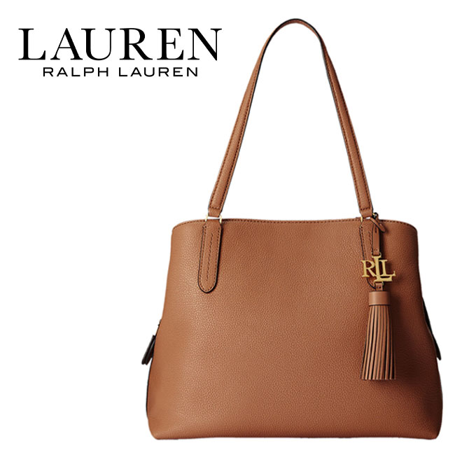 【Lauren Ralph Lauren】 ローレンラルフローレン 431818738 002 Lauren Tan レザーハンドバッグ BROWN TAN 肩掛け フリンジチャーム B5収納可能