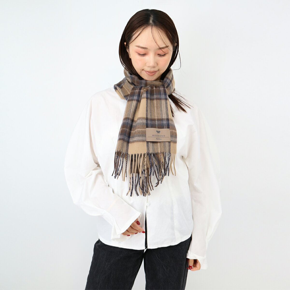 Weekend Max Mara ウィークエンドマックスマーラ タータン カシミア スカーフ FURIO チェック柄マフラー レディース カシミヤ100％ ストール フリンジ ギフト プレゼント ブランド 3