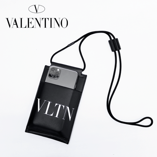 【VALENTINO】ヴァレンティノ メンズスマホケース WY0P0T13LVN SMART PHONE CASE ストラップ カード多数収納 ブラック ロゴ ネックポーチ プレゼント 6.7インチ対応 ギフト パスケース バレンティノ バレンチノ ヴァレンチノのサムネイル