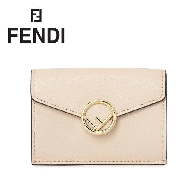 【FENDI】フェンディ 財布 三つ折り ミニ財布 8M0395 A18B F1BA9 ピンクベージュ レザー F IS FENDI レディース MICRO TRIFOLD WALLET VIT.CRUISE POU マイクロ トライフォールド ウォレット DRE+ORO SOFT 小銭入れ付き プレゼント ギフト