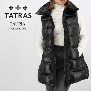 【TATRAS】タトラス TAURIA タウリア LTLA21A4225-D レディース ダウンベスト スタンドネック ナイロン Wジップ ミディアム丈 BLACK ブラック