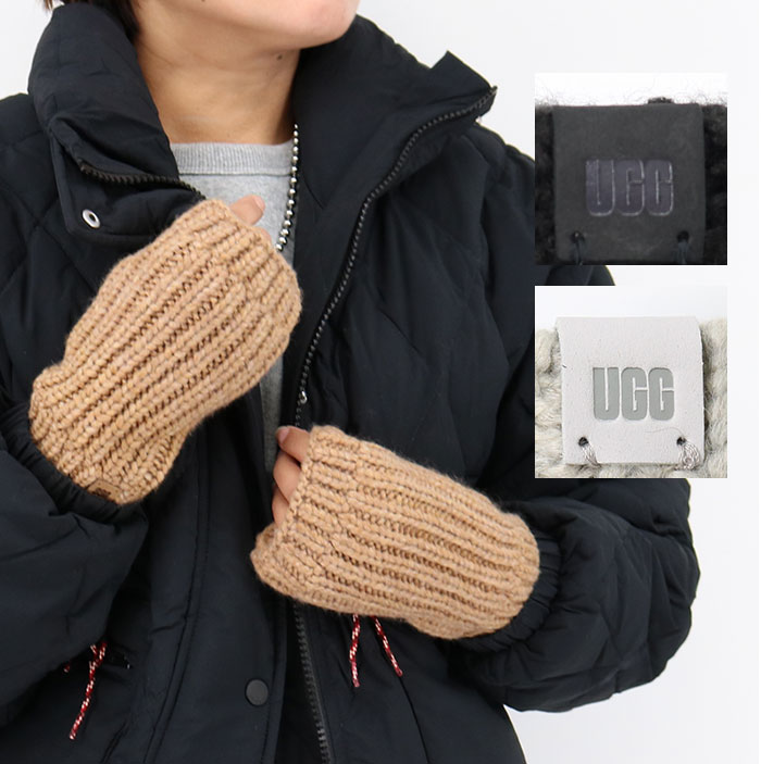 UGG アグ 22590 W Chunky Fingerless Mitten 手袋 フィンガーレスグローブ スマートフォン対応 ウール混 ギフト ロゴ プレゼント レディース ハンドウォーマー