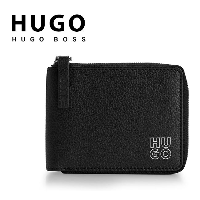 HUGO BOSS ヒューゴ ボス HUGOコレクション 50487012 メンズ二つ折り財布 リサイクルレザー 001/BLACK プレゼント 2024father