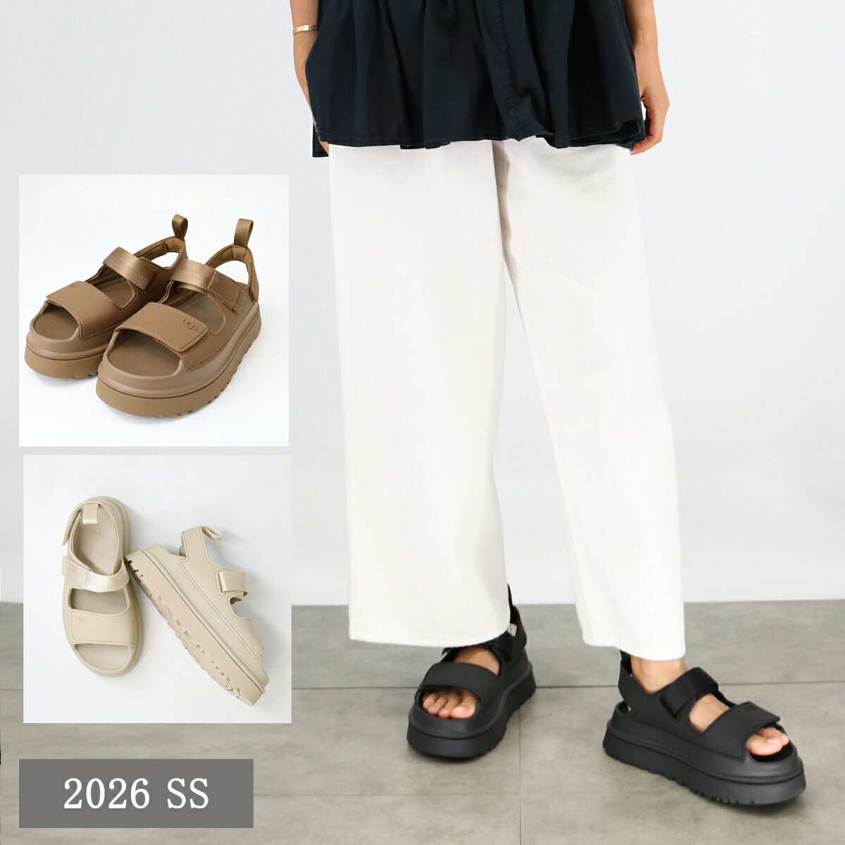 Rakuten - ■UGG アグ GOLDEN GLOW ゴールデングロウ 1152685 レディースサンダル ストラップ 厚底 シューズ フラットソール 靴 ブランド