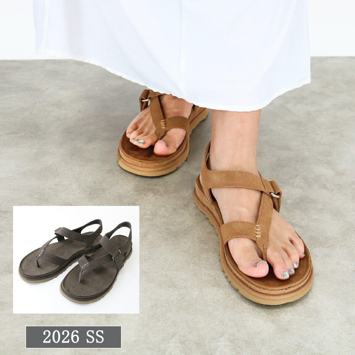 樂天商城 - ■UGG アグ 1175134 サンダル GOLDENGAZE TOE POST ゴールデンゲーズ トウ ポスト ストラップ フラットサンダル レディース スエード レザー ブランド