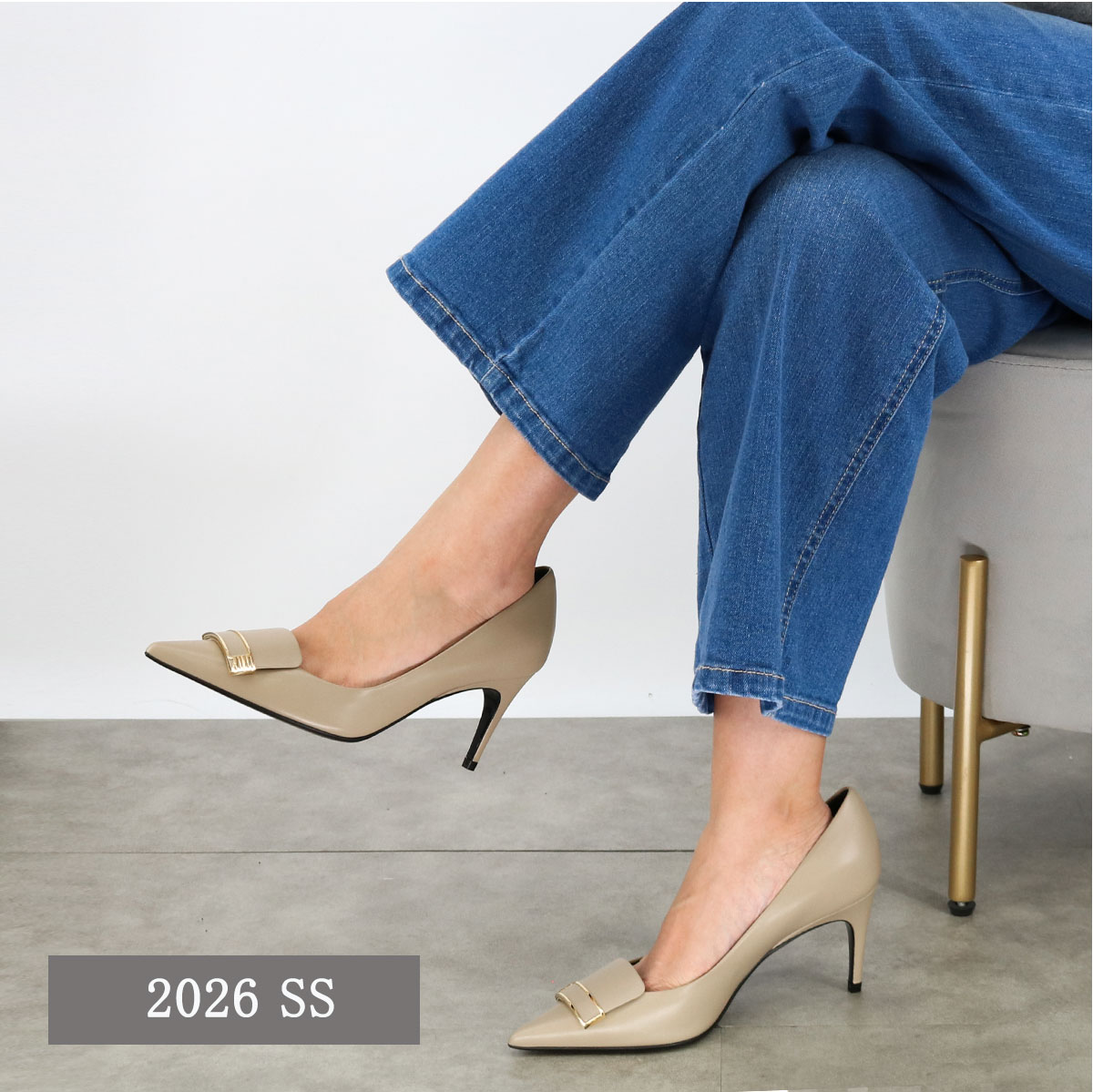 Rakuten - ■SERGIO ROSSI セルジオ・ロッシ B14490 MMVN13 レザー ヒールパンプス ハイヒール ゴールドプレート×レザー ポインテッドトゥ 靴 レディース