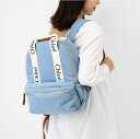 CHLOE KID’S クロエ キッズ 大人もOK LOGO PRINT DENIM BACKPACK C20044 Z10 リュックサック ロゴ A4収納可能 通学 通園 バックパック 鞄