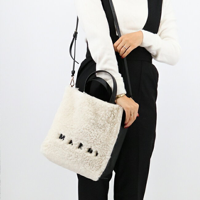 MARNI マルニ ショルダーバッグ SHMP0018L1 LM071 ZO186 レディース トートバッグ レザー 斜めがけ クロスボディ ロゴバッグ ラムファー WHITE 2WAY ハンドバッグのサムネイル