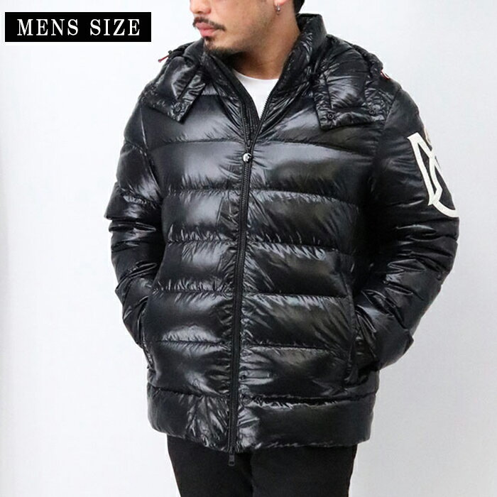 MONCLER モンクレール SAULX JACKET メンズダウンジャケット 1A00007 5963V 999 BLACK ダウンコート アウター フード ロゴ ショートダウン メンズサイズ