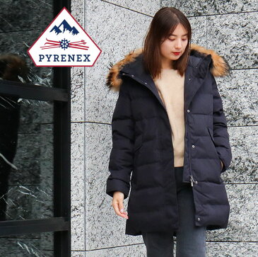 【PYRENEX】ピレネックス HWO034 GRENOBLE FUR AMIRAL ネイビー グルノーブル レディース ダウン ラクーン ファー フーディー アウター コート ジャケット ブルゾン S M L