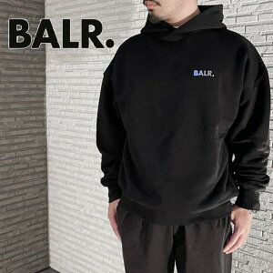 【BALR.】ボーラー B1261.1049 JOEY BOX SATIN HOODIE JET BLACK プルオーバー パーカー フード フーディー ロゴプリント 裏起毛 メンズ 長袖 スウェット