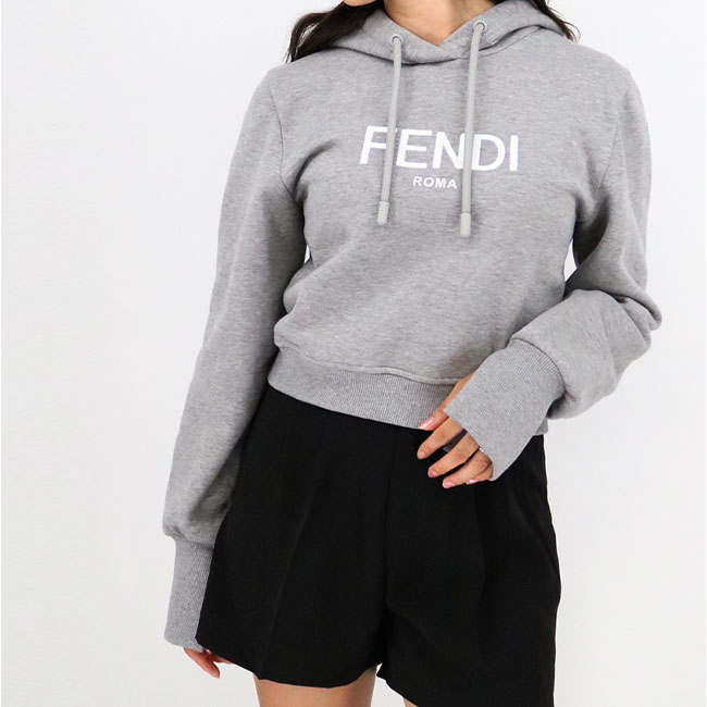 FENDI フェンディ レディースロゴフーディ FS7516 ALCBF1IHH パーカー 裏起毛 長袖 ロゴ刺繍 スウェット トレーナー