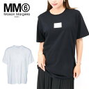 MM6 エムエムシックス メゾンマルジェラ S62GD0111 S23955 100 900 カットソー 半袖 オーバーサイズTシャツ コットン ブラック ホワイト BLACK WHITE ロゴT クルーネック