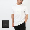 ■HUGO BOSS ヒューゴ ボス BOSSコレクション 50538096 細線ロゴアートワーク入りコットンジャージーTシャツ トップス 半袖 ロゴ SS TEE クルーネック ロゴT 白T 黒T カットソー 大きいサイズ有 2025father ブランド