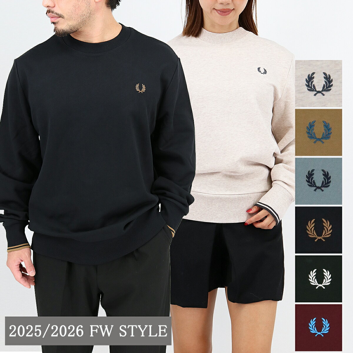 FRED PERRY եåɥڥ꡼ å M7535 Crew Neck Sweatshirt Ĺµ ץ륪С ȥ졼ʡ 롼ͥå ݼ ...