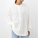 A.P.C. APC アーペーセー F13385 COFCM Flora blouse フローラブラウス ノーカラーブラウス 透かしチェック ホワイト 長袖 パフスリーブ レディース