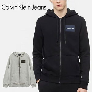 【Calvin Klein JEANS】カルバンクライン ジーンズ EDI BOX LOGO FULL ZIP 41BK745 パーカー メンズ ジップ アップ 長袖 起毛 春夏 秋冬 ブラック グレー CK