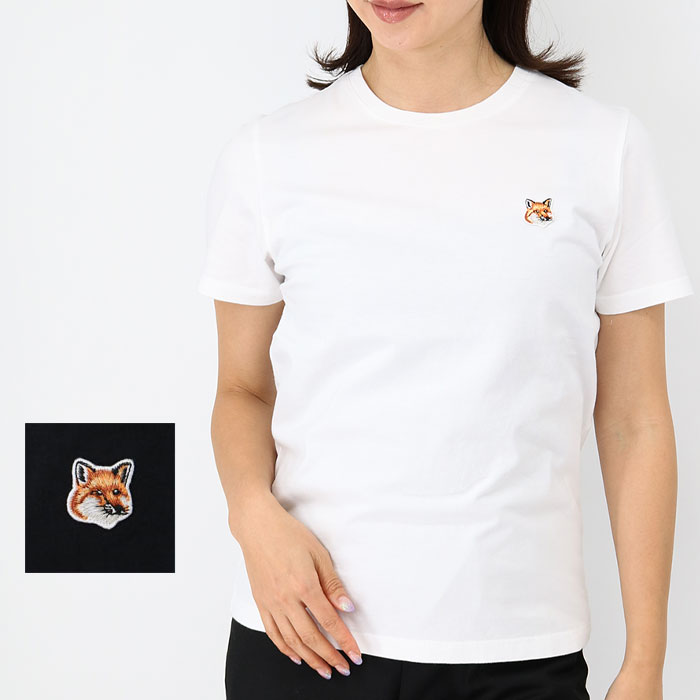 MAISON KITSUNE メゾン キツネ レディースTシャツ LW00105 KJ0008 フォックスヘッド パッチ クラシック ロゴ 半袖 クルーネック SS TEE カットソー