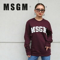 MSGM【エムエスジーエム】ロゴスウェット トレーナー プルオーバー 2641MDM163 BORDEAUX(20) ボルドー ワインレッド カジュアル ビッグロゴ レディース 大きいサイズ オーバーサイズ ロゴスウェット レディース