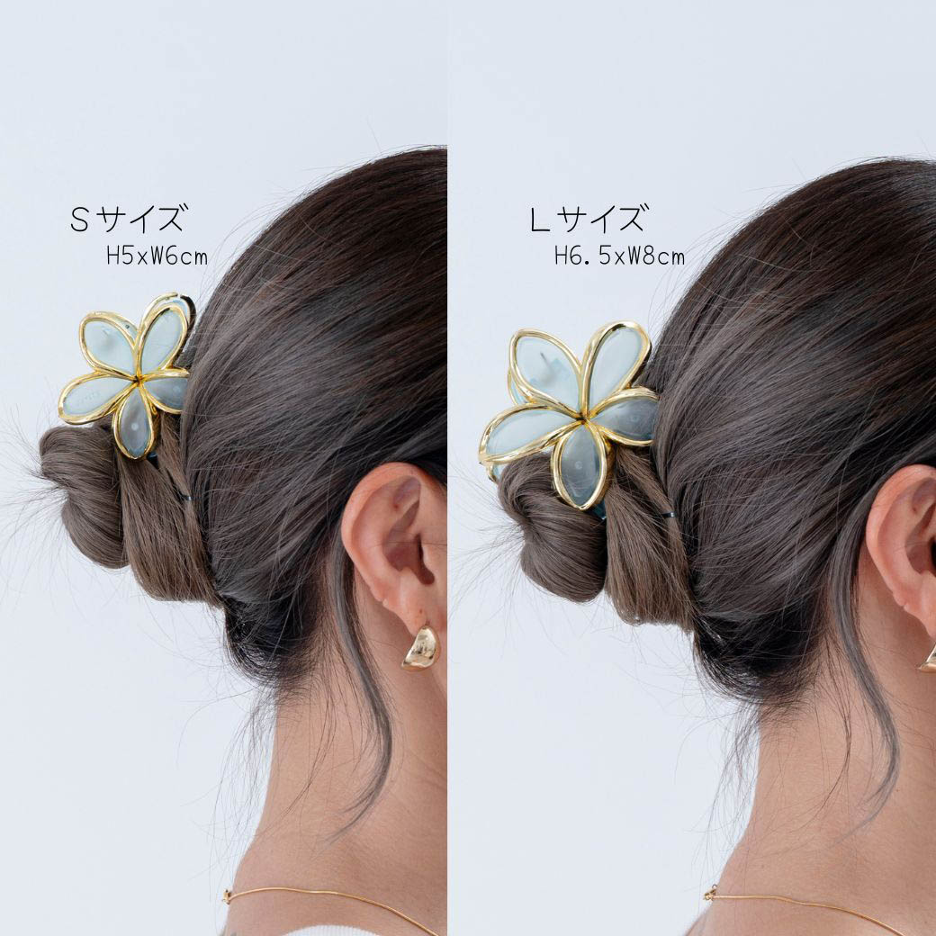 プルメリアヘアクリップ（ゴールドフレーム）