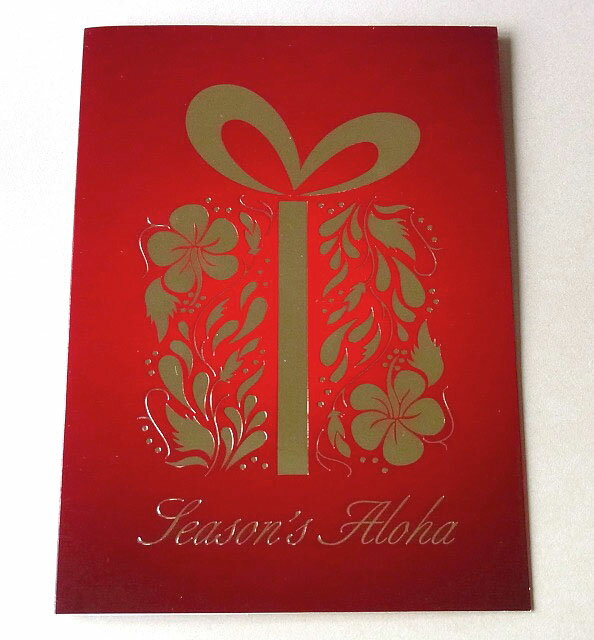 ハワイアンなクリスマスカード。10枚セット 開くと英語のメッセージ入り。封筒付、箱なしです サイズ17.7cm×12.6cm(閉じた状態） 画面上と実物では多少色具合が異なって見える場合もございます。ご了承ください。