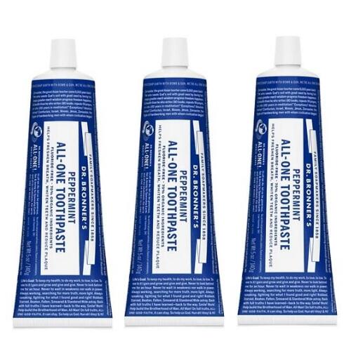 3本セット　ドクターブロナー　オールインワン　歯磨き粉 【ペパーミント】ココナツオイル配合【140g】Dr. Bronner's Toothpaste Peppe..