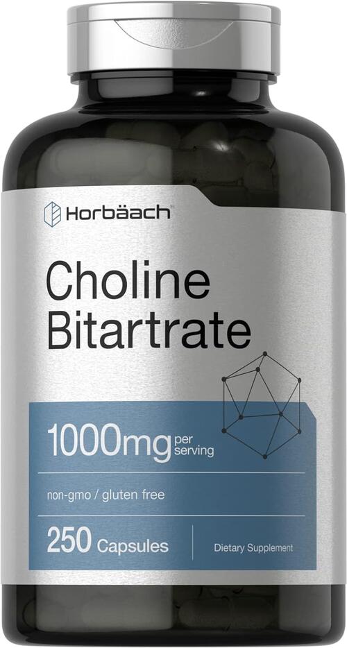 R 1000mg 250@Horbaach Choline Bitartrate Supplement 1000mg NCbN[X JvZ