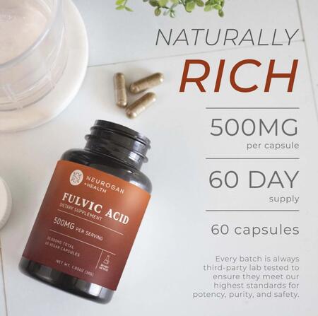 Neurogan フルボ酸 サプリ【60カプセル】1カプセルあたり500mg　Fulvic Acid Capsu...