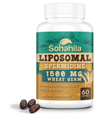 リポソーム スペルミジン 15mg（60カプセル）亜鉛、チアミン Sohahila- Spermidine Liposomal Technology　小麦胚芽エキス 1500mg ポリアミン