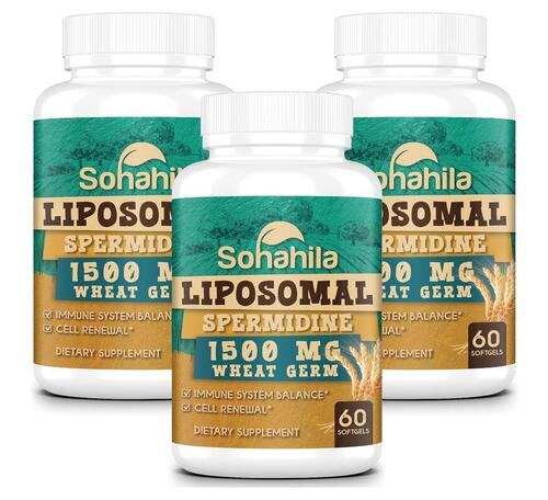 3個セット リポソーム スペルミジン 15mg（60カプセル）亜鉛、チアミン Sohahila- Spermidine Liposomal Technology　小麦胚芽エキス 1500mg ポリアミン